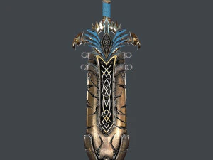 fantasy sword 25 with scabbard 3D Model