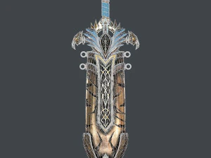 fantasy sword 25 with scabbard 3D Model