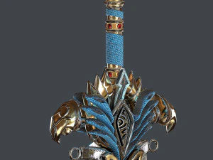 fantasy sword 25 with scabbard 3D Model