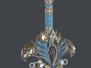 fantasy sword 25 with scabbard 3D Model