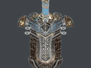fantasy sword 25 with scabbard 3D Model