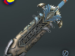 fantasy sword 25 with scabbard 3D 모델