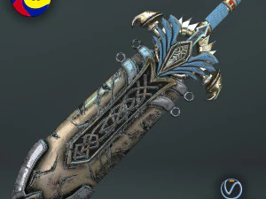 fantasy sword 25 with scabbard 3D Model