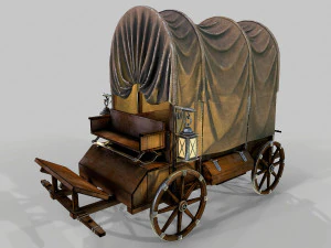 wooden covered cart 3D Model
