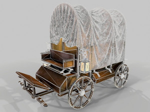 wooden covered cart 3D-Modell