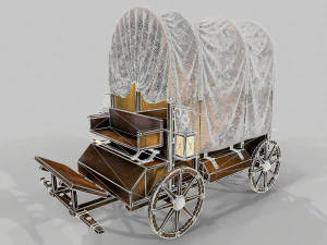 wooden covered cart 3D Model