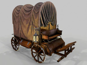 wooden covered cart 3D Model