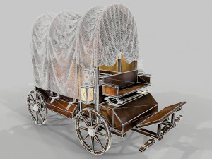 wooden covered cart 3D Model