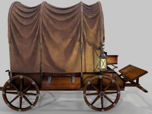 wooden covered cart 3D-Modell