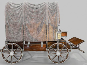 wooden covered cart 3D Model