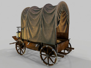 wooden covered cart 3D-Modell