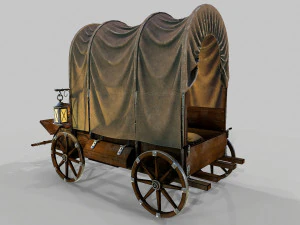 wooden covered cart 3D Model