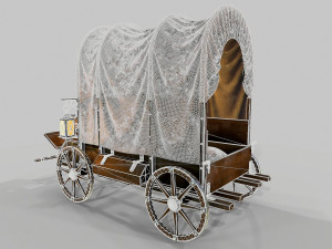 wooden covered cart 3D-Modell