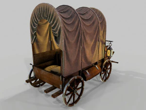 wooden covered cart 3D Model