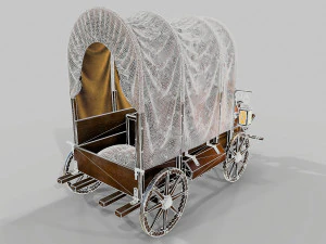 wooden covered cart 3D Model