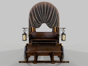 wooden covered cart 3D-Modell