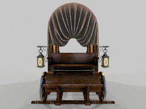 wooden covered cart 3D Model