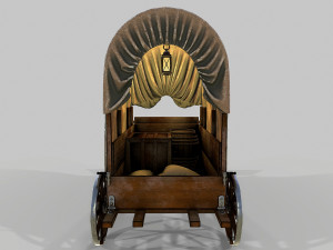 wooden covered cart 3D-Modell