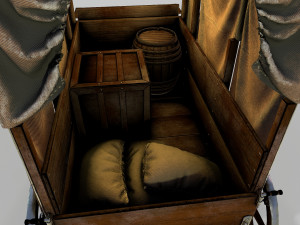 wooden covered cart 3D-Modell