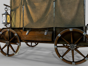 wooden covered cart 3D-Modell