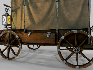 wooden covered cart 3D Model