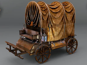 wooden covered cart 3D Model