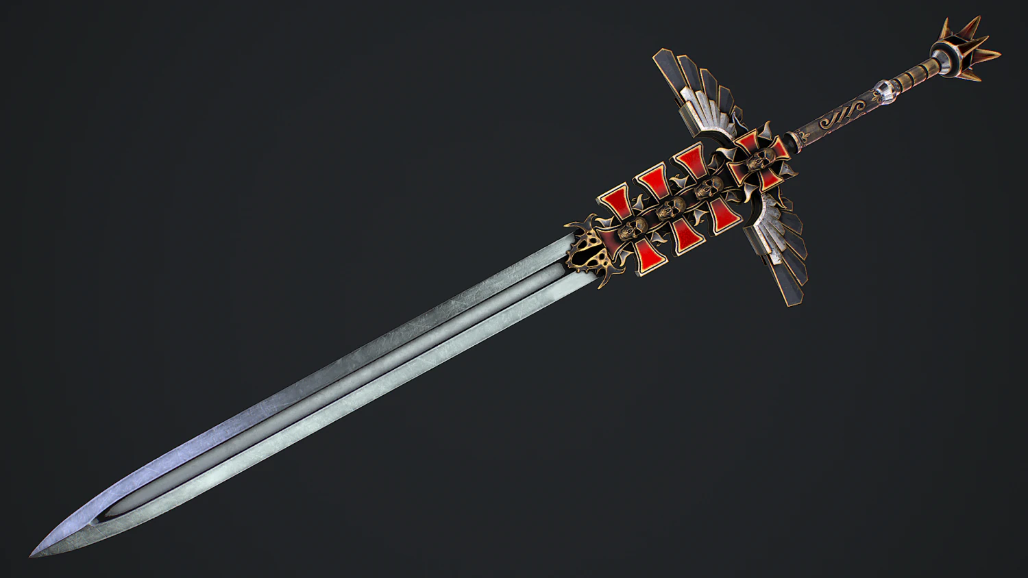 Fantasy Sword 1 3D Model .c4d .max .obj .3ds .fbx .stl .blend