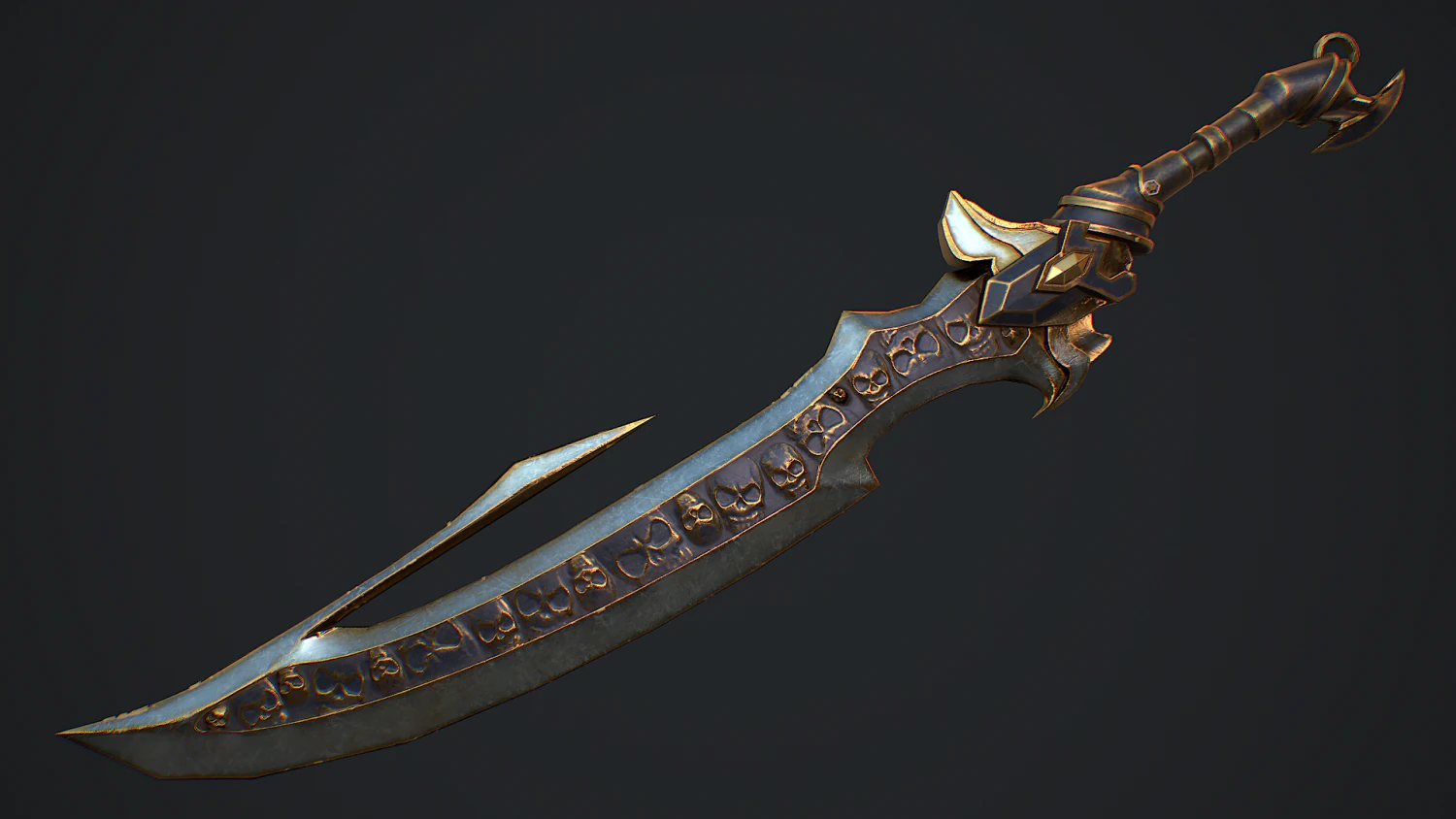 Fantasy Sword 4 3D Model .c4d .max .obj .3ds .fbx .stl .blend 