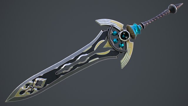 Fantasy Sword 7 3D Модель .c4d .max .obj .3ds .fbx .stl .blend 