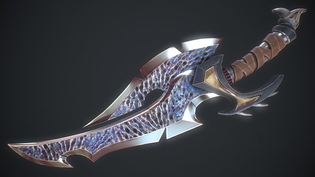 Fantasy Sword 12 3D Model .c4d .max .obj .3ds .fbx .stl .blend 