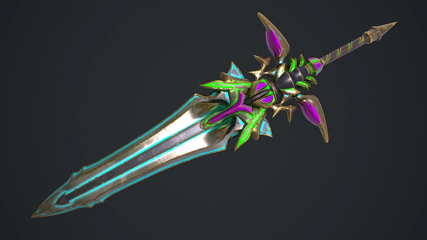 Fantasy Sword 19 3D Model .c4d .max .obj .3ds .fbx .stl .blend 