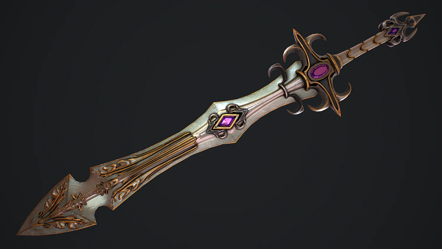 Fantasy Sword 22 3D Model .c4d .max .obj .3ds .fbx .stl .blend 