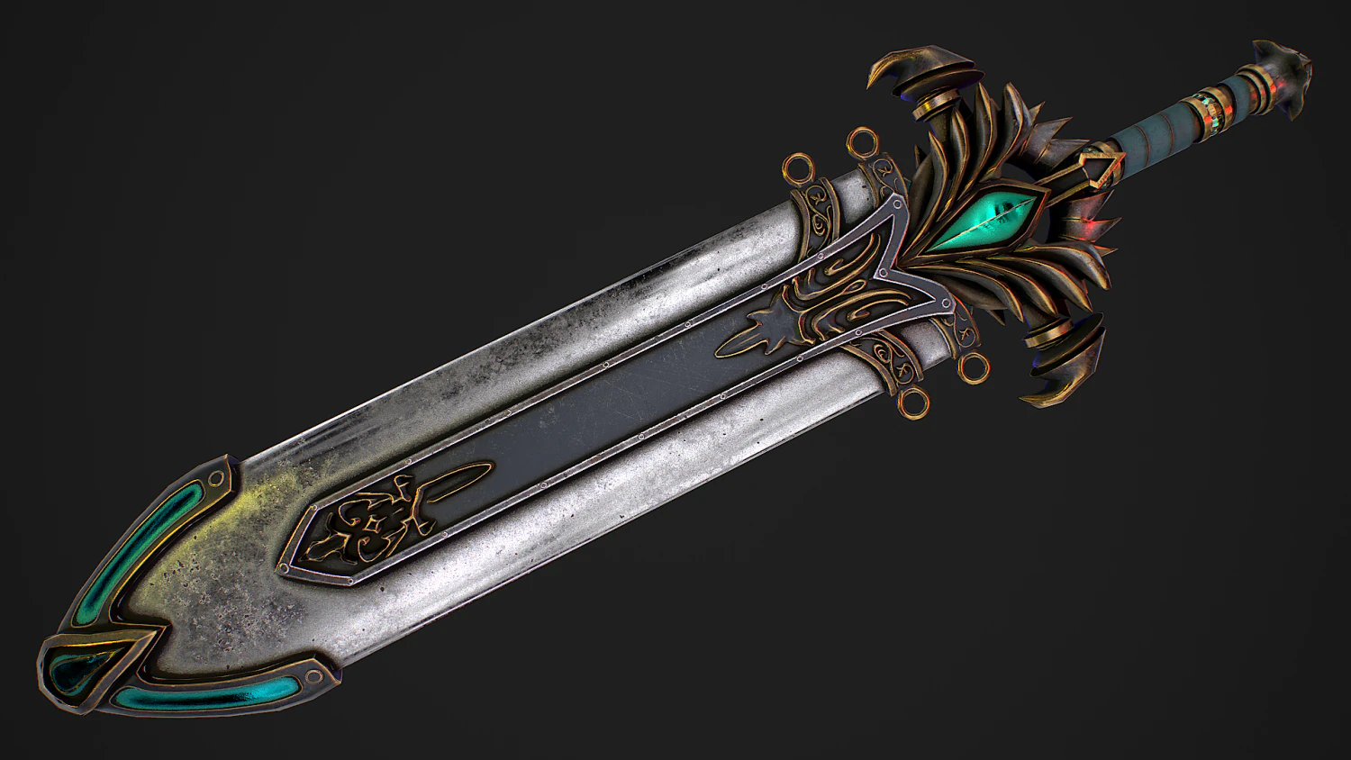 Fantasy Sword 25 With Scabbard 3D Model .c4d .max .obj .3ds .fbx .stl .blend 