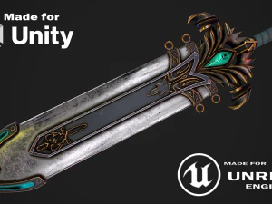 Fantasy Sword 25 With Scabbard 3D Model