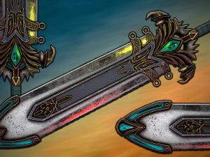 Fantasy Sword 25 With Scabbard 3D Model