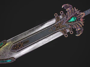 Fantasy Sword 25 With Scabbard 3D Model