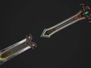 Fantasy Sword 25 With Scabbard 3D Model