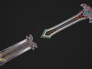 Fantasy Sword 25 With Scabbard 3D Model
