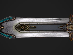 Fantasy Sword 25 With Scabbard 3D Model