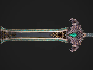 Fantasy Sword 25 With Scabbard 3D Model