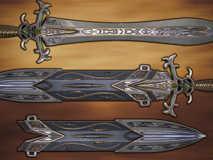 Fantasy Sword 29 With Scabbard 3D Model