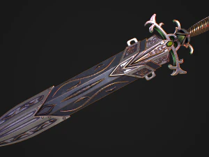 Fantasy Sword 29 With Scabbard 3D Model