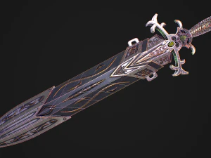 Fantasy Sword 29 With Scabbard 3D Model