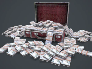 Suitcase With Money 3D Model
