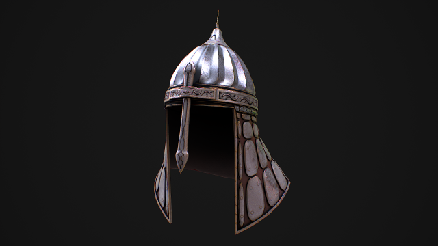 Medieval Helmet 2 3D Model .c4d .max .obj .3ds .fbx .stl .blend 