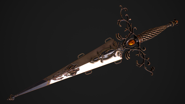 Fantasy Sword 27 With Scabbard Modelo 3D .c4d .max .obj .3ds .fbx .stl .blend 