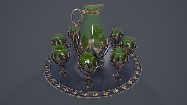 Table Service 3D Модель .c4d .max .obj .3ds .fbx .stl .blend 