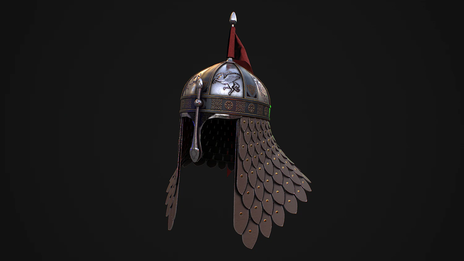Medieval Helmet 4 3D Model .c4d .max .obj .3ds .fbx .stl .blend 