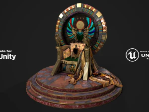 Egyptian throne with accessories 3D Model