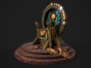 Egyptian throne with accessories 3D Model